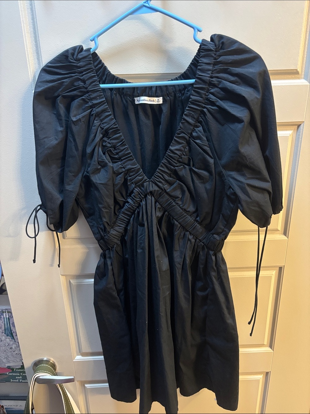 Abercrombie & Fitch Black Mini Dress with Puff Sleeves